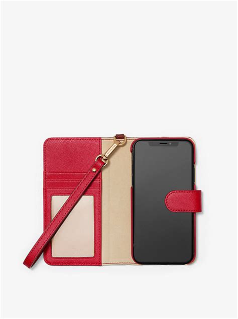 michael kors iphone xr cover|Saffiano Leather Wristlet Folio Case for iPhone XR .